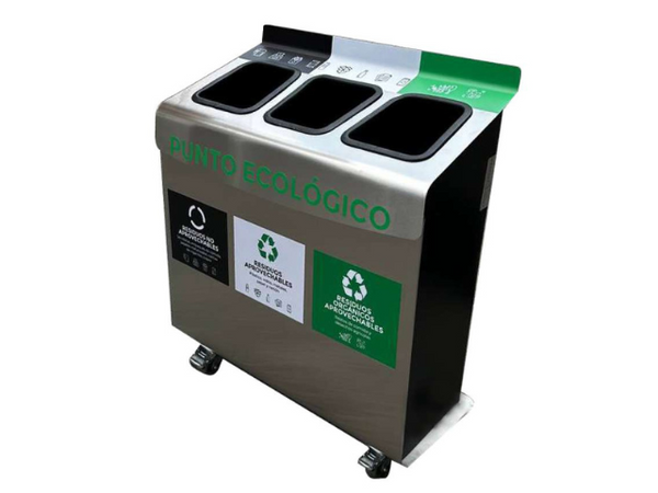 Punto Ecológico Acero Inoxidable 110 Litros 3 Divisiones Metalis